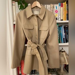 SSENSE exclusive Korean BLOSSOM brand minimalist beige leather jacket